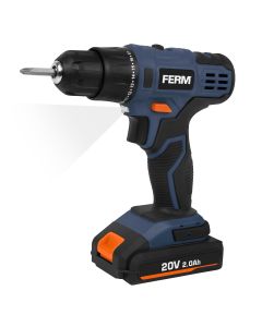 FERM Cordless drill 20V 2.0Ah batterie + charger + 2 bits